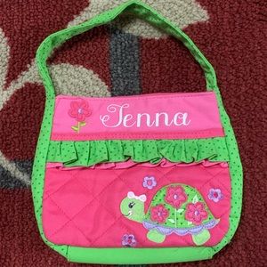 Stephen Joseph Girls purse with turtle appliqué